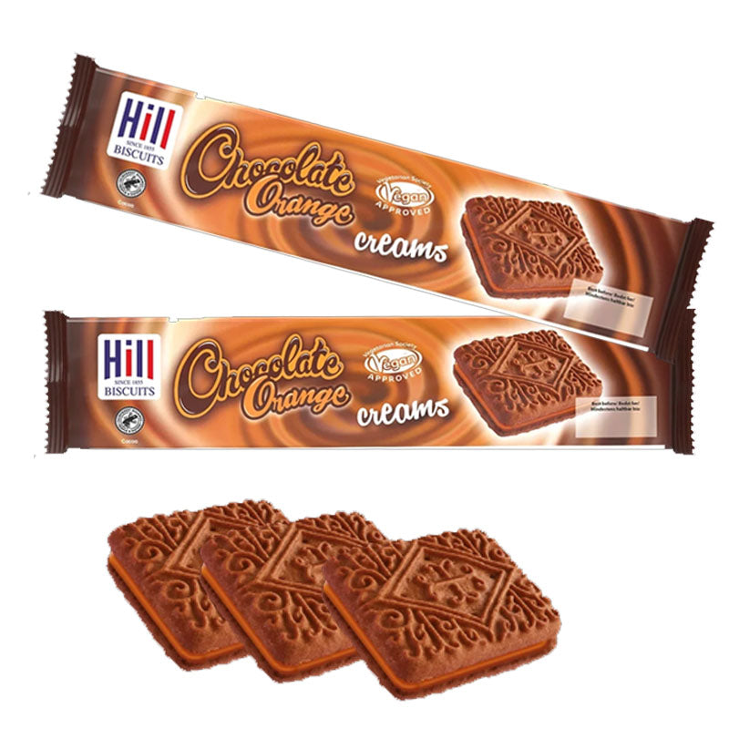 Hills Chocolate Orange Cream Biscuits 150g | Cream Filled Biscuit Packs (18 & 36 Pack Boxes) | Rich Chocolate Orange Flavor Sandwich Biscuits