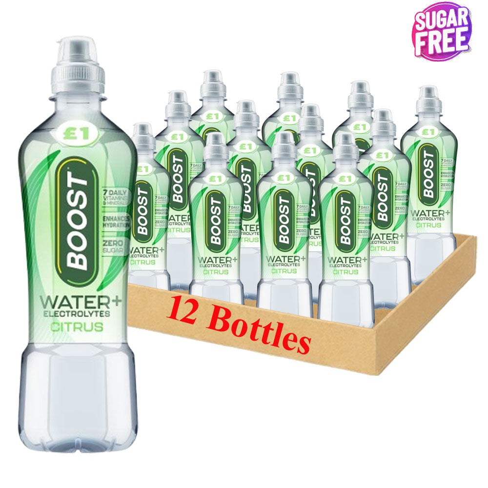 Boost Water+ Electrolytes Sugar free Drinks 500ml – Strawberry Peach, Citrus & Cherry Flavours