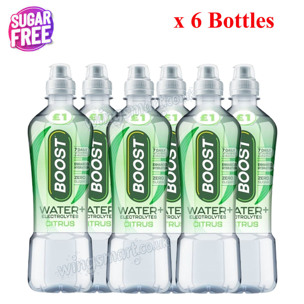 Boost Water+ Electrolytes Sugar free Drinks 500ml – Strawberry Peach, Citrus & Cherry Flavours