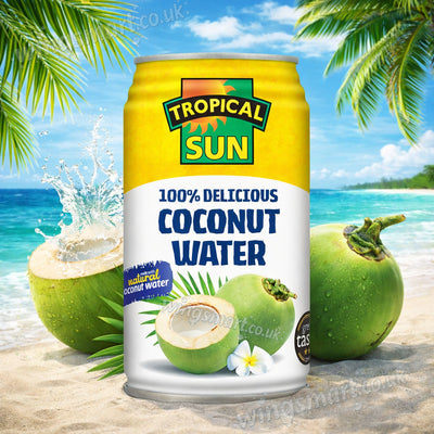 Tropical Sun 100% Coconut Water 330ml x 12 Cans Pure Natural Hydration Drink