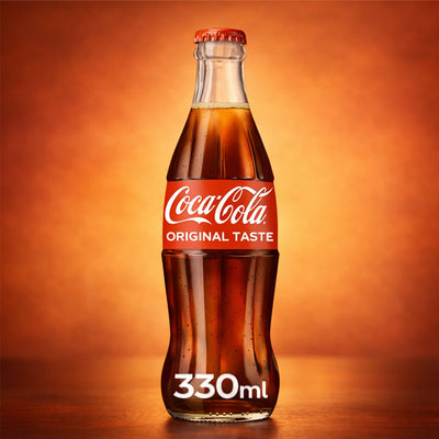 Coca-Cola Original Taste 330ml x 24 Glass Bottles Sparkling Soft Drink