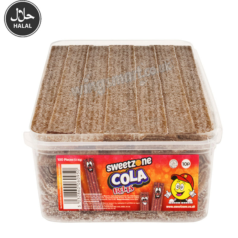 Sweetzone Belts Tub 1.1kg PMP Blue Raspberry Rainbow Cola Apple Watermelon Candy Sweets