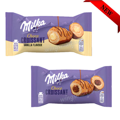Milka Croissant Chocolate & Vanilla 14 x 50g – Soft Filled Croissant Duo Pack