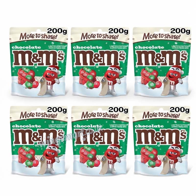 M&M's Milk Chocolate Christmas Bag 200g (06 or 12 Packs)