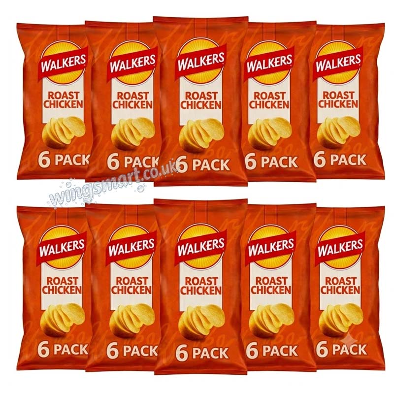 Walkers Roast Chicken Multipack Crisps 6x25g (10 Packs)