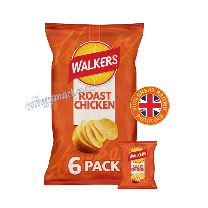 Walkers Roast Chicken Multipack Crisps 6x25g (10 Packs)
