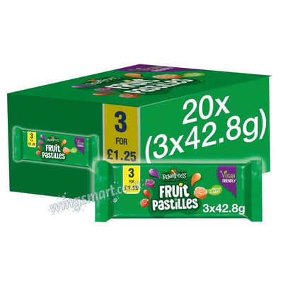 Rowntree's Fruit Pastilles Vegan Friendly Sweets Multipack 3 Pack 42.8g (10 or 20 Packs)