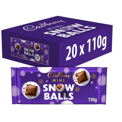 Cadbury Dairy Milk Mini Snowballs Chocolate Bar 110g (Pack of 20) – Full Box Offer