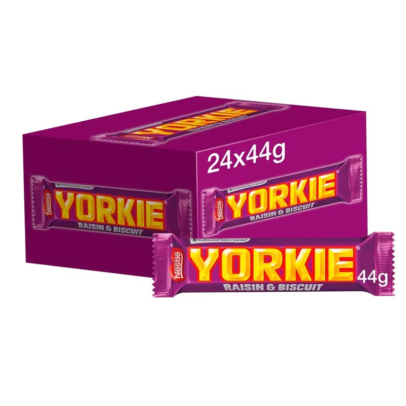 Yorkie Raisin & Biscuit Chocolate Bar 44g (Pack of 24) – Full Box Offer