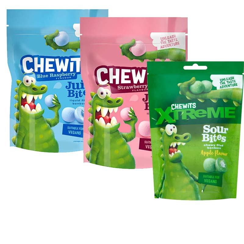 Chewits Juicy & Sour Bites Assorted Flavours 115g (Pack of 10)