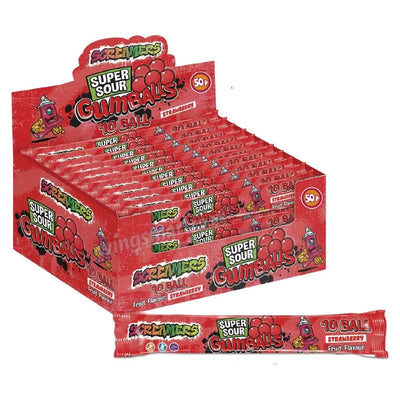 Zed Candy Screamers Super Sour Strawberry Gumballs 54g (12 or 24 Packs)