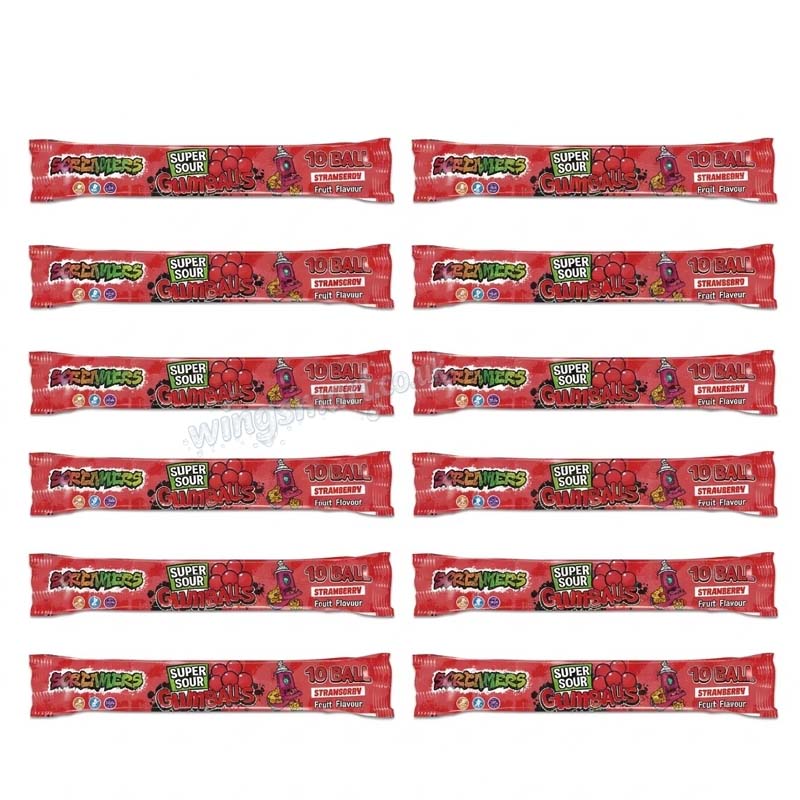Zed Candy Screamers Super Sour Strawberry Gumballs 54g (12 or 24 Packs)