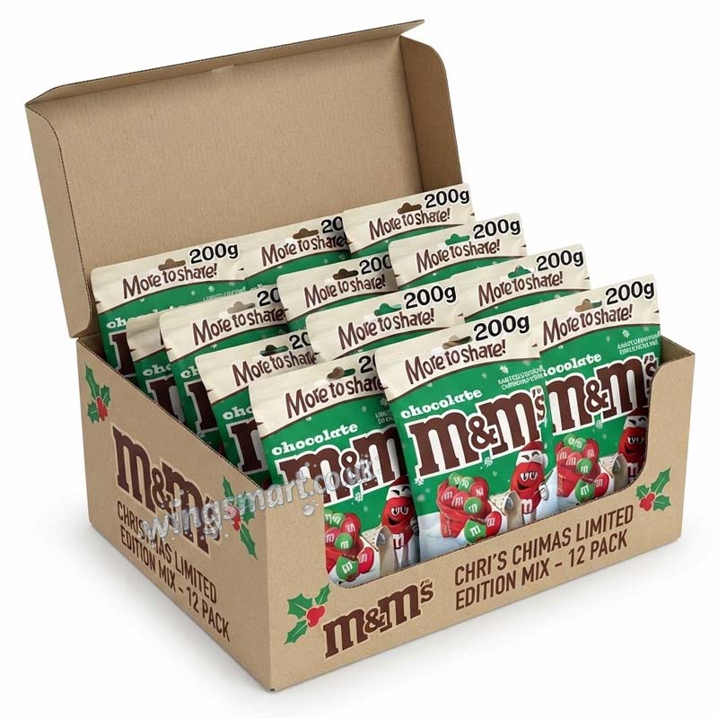 M&M's Milk Chocolate Christmas Bag 200g (06 or 12 Packs)
