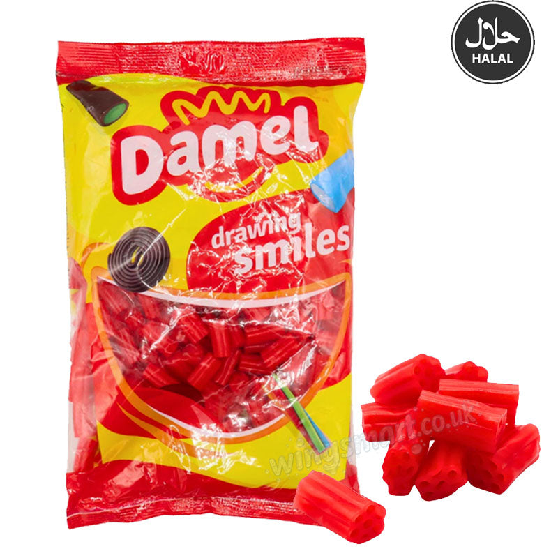 Damel Strawberry Halal Shooting Bites Candy Bag 1kg | Strawberry Chewy Sweets