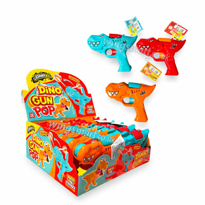 JB Dino Gun Pop 12 Count Dino Gun Pop Lollipops 12 Pack Assorted Flavours
