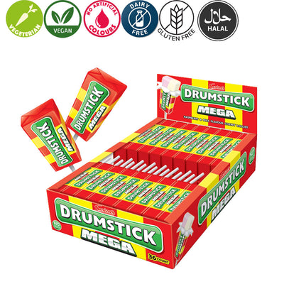 Swizzels Drumstick Mega Lollies 28g x 36 Raspberry & Milk Chewy Lollies