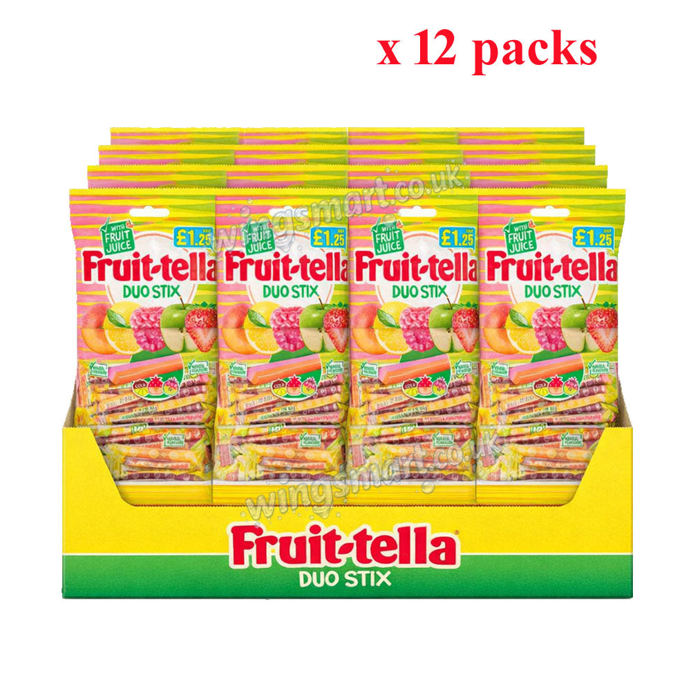 Fruit-tella Assorted Chewy Sweets 135g – Duo Stix, Juicy Chews, Berries & Cherry, Simply Strawberry
