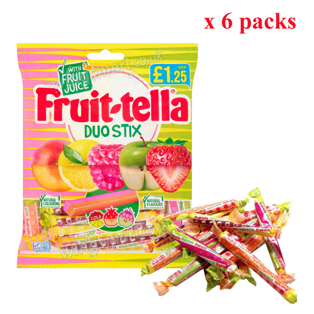 Fruit-tella Assorted Chewy Sweets 135g – Duo Stix, Juicy Chews, Berries & Cherry, Simply Strawberry