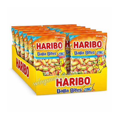 Haribo Balla Bites ZING Bag 12 x 140g PMP Full Box – Tangy Fruit Flavour Jelly Sweets