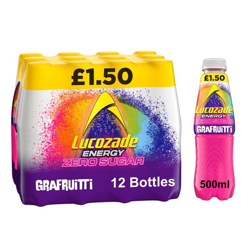 Lucozade Energy Zero Sugar Drink Grafruitti 500ml PMP (Box of 12 bottles)
