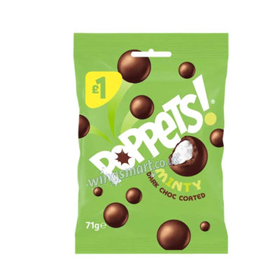 Poppets Minty Dark Choc Coated Mint Creams 71g PMP (Pack of 12)
