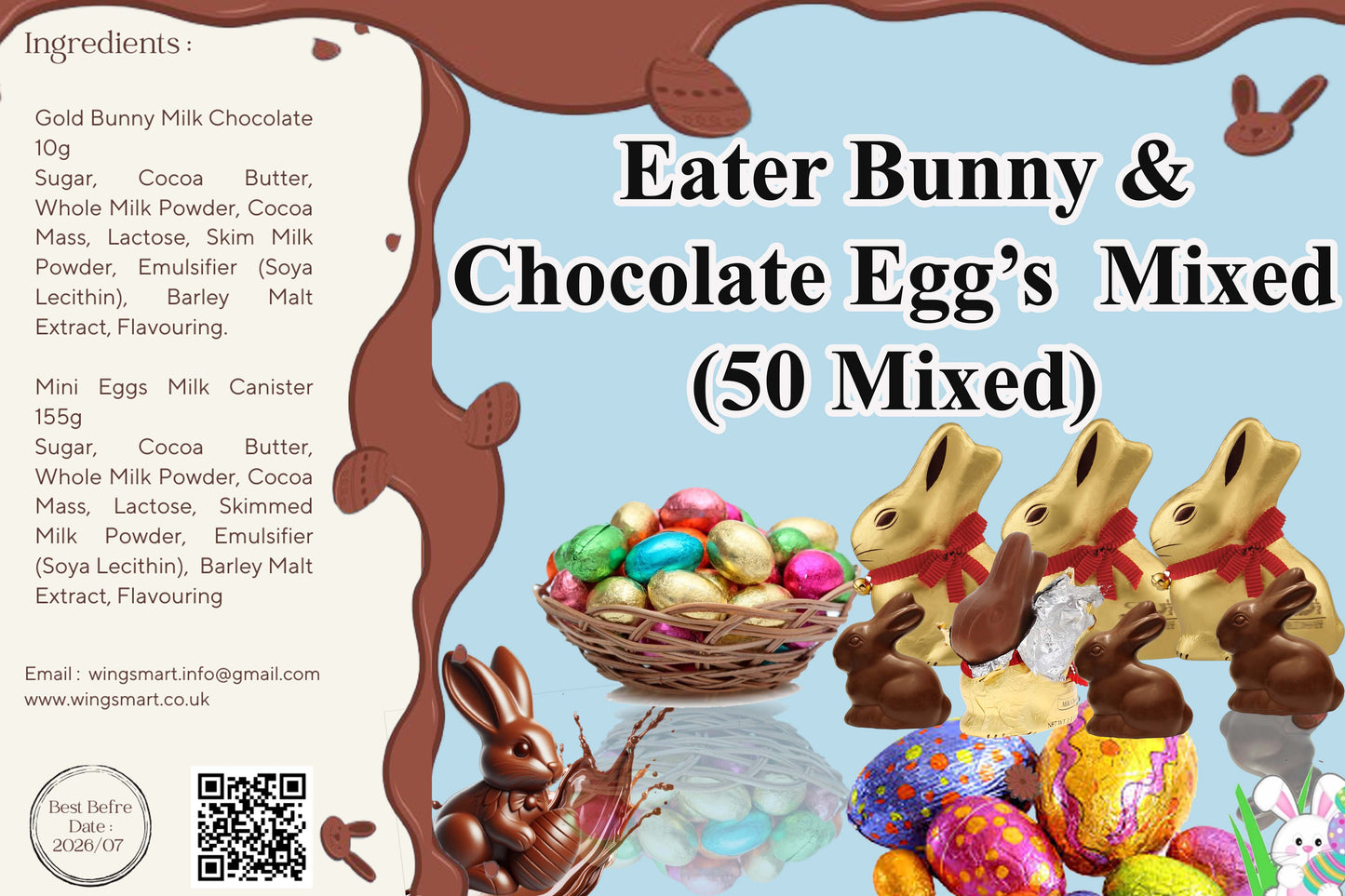 Easter Bunny & Egg Milk Chocolate Mix  (Tub of 50)