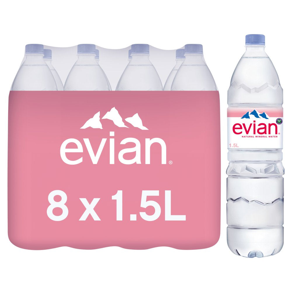 Evian Still Natural Mineral Water 1.5L (Pack of 8)