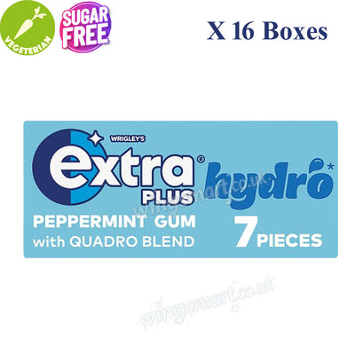 Extra Plus Hydro Peppermint Sugar Free Chewing Gum 7 Pieces (16 Packs)