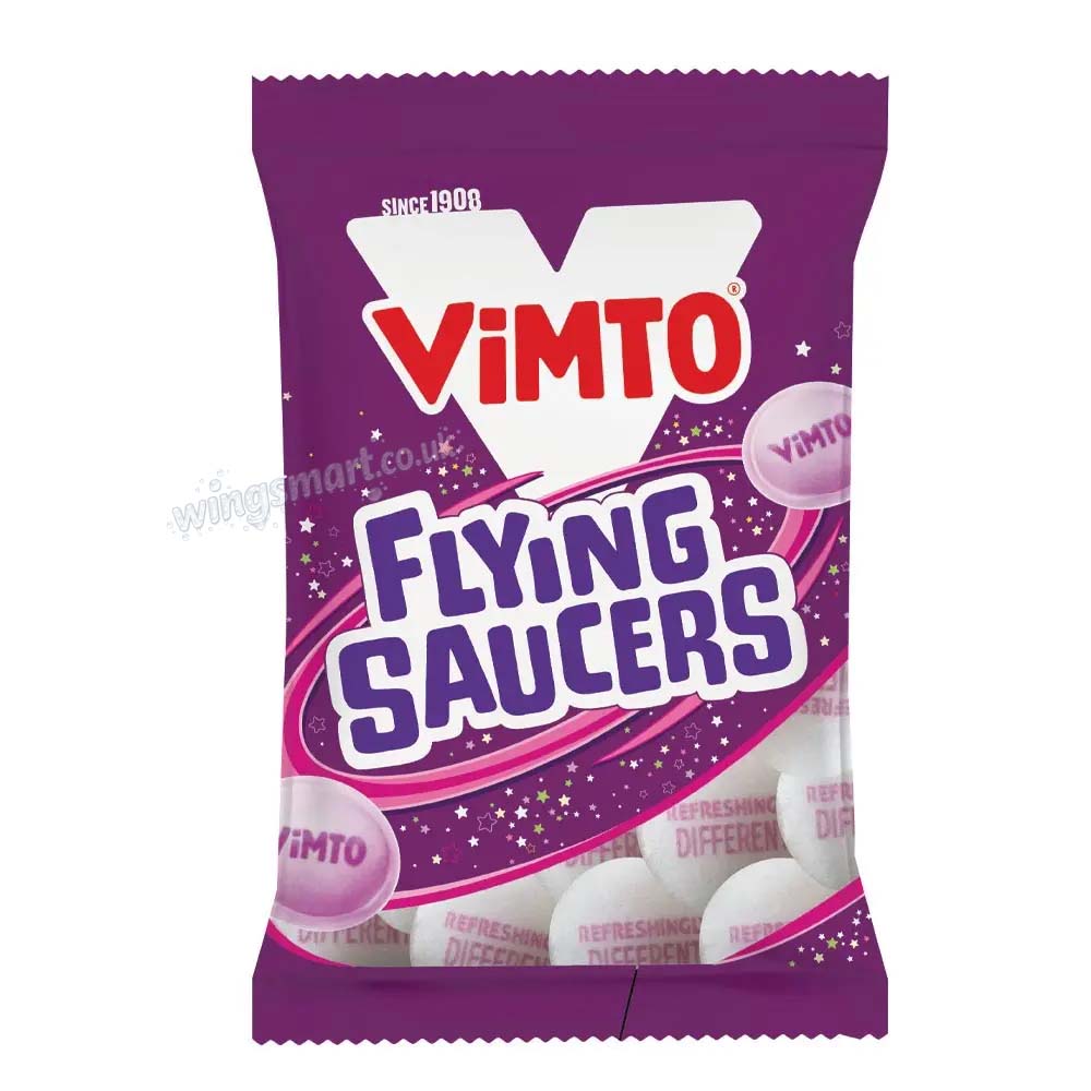 Vimto Flying Saucers Bag 33g Pack of 10 Fizzy Candy Treats
