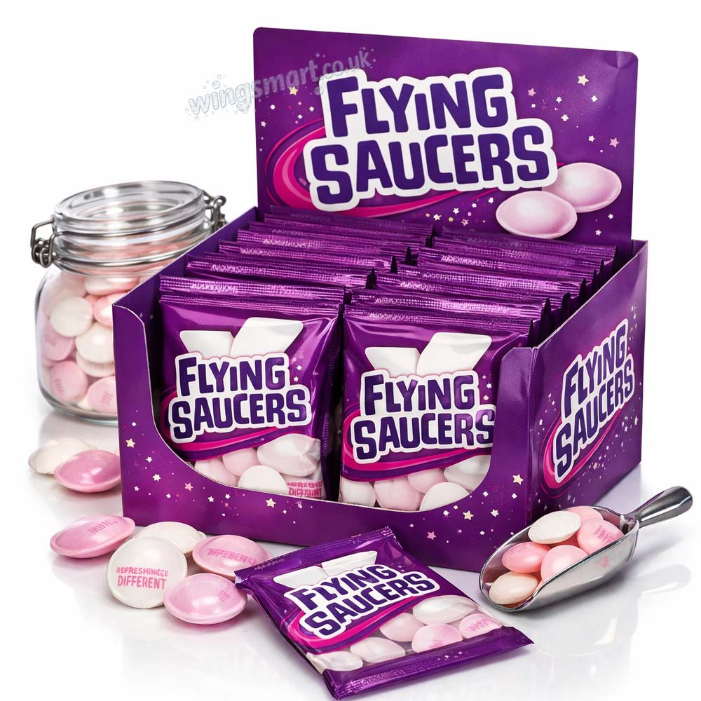 Vimto Flying Saucers Bag 33g Pack of 10 Fizzy Candy Treats