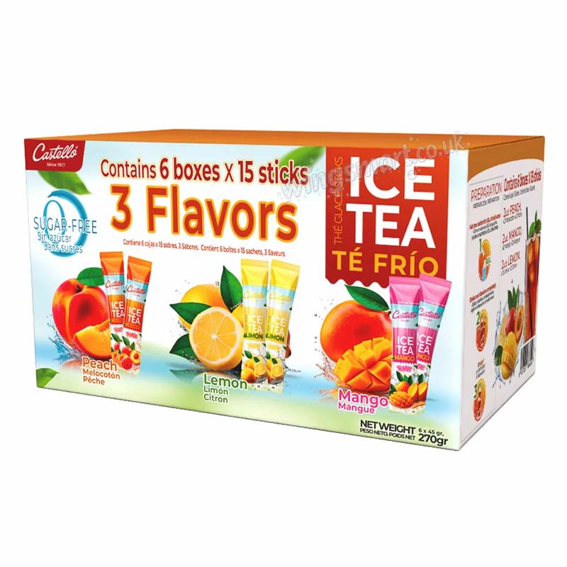 Castello Iced Tea 3 flavours 6 x 45g sticks Sugar free