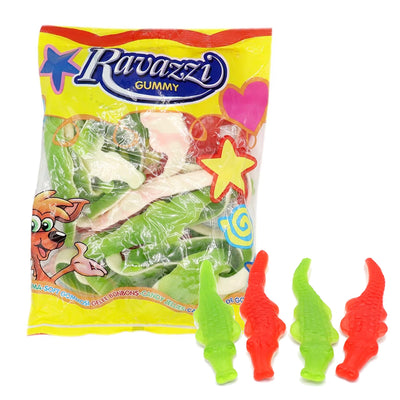 Ravazzi Giant Crocodiles Gummy Sweets, Apple and Strawberry Flavours, 1kg Bulk Bag