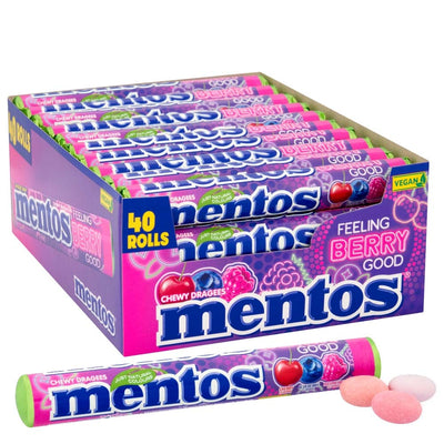 Mentos Feeling Berry Good Chewy Dragees Roll 38g – 20 or 40 Pack