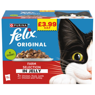 FELIX Original Farm Selection in Jelly Wet Cat Food 12 x 85g PMP (Box of 3)