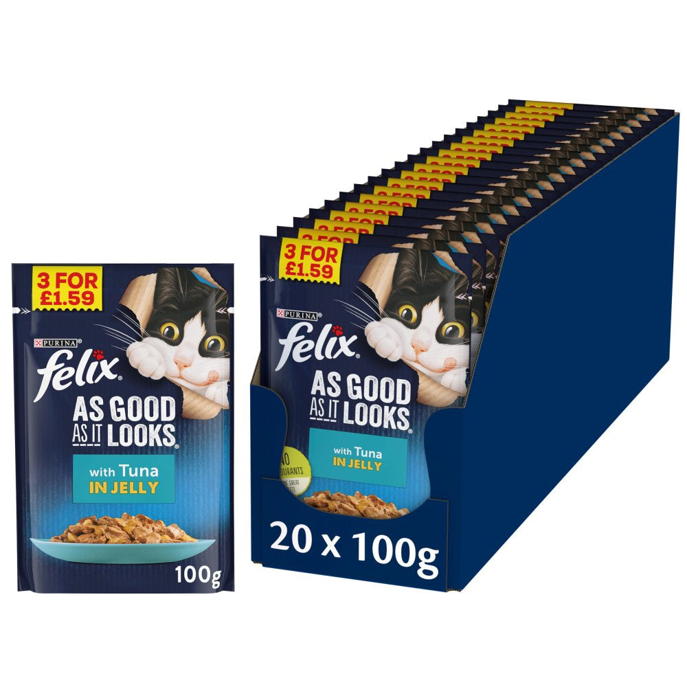 FELIX As Good As it Looks Tuna in Jelly Wet Cat Food 20 x 100g PMP