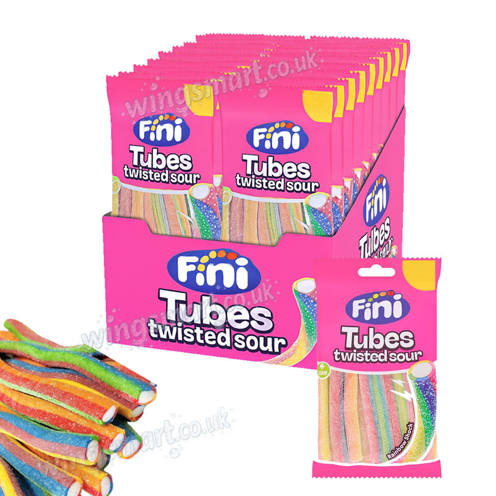 Fini Tubes Twisted Sour Rainbow Shock Fruit Flavoured Candy 140g