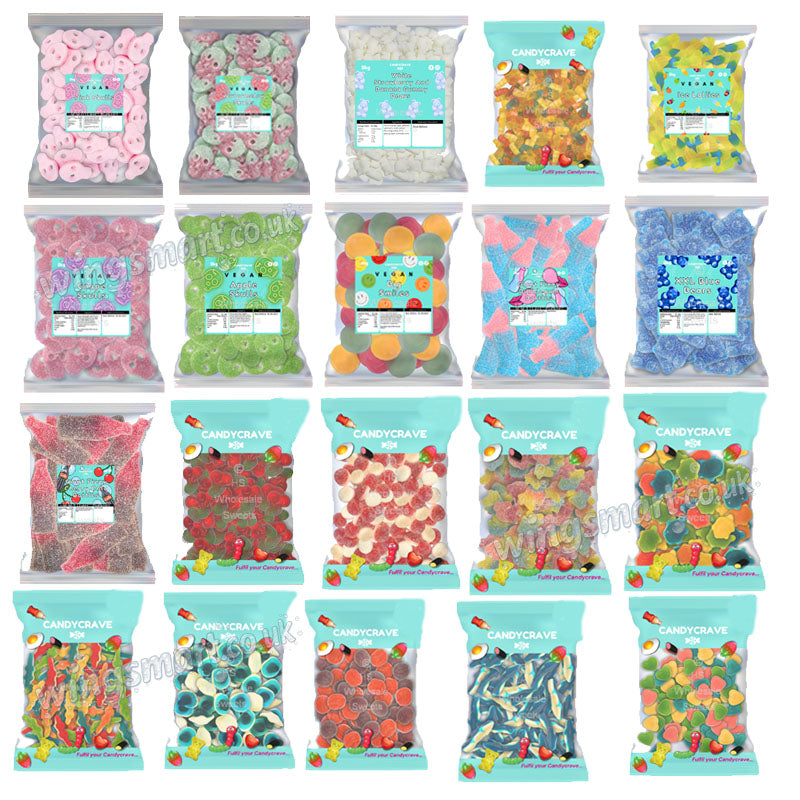 Candycrave Assorted Jelly Sweet Collection Bulk Party Sweets Bag (1kg -2kg)