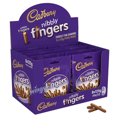 Cadbury Nibbly Fingers 8 x 125g Full Box – Milk Chocolate Coated Biscuit Fingers
