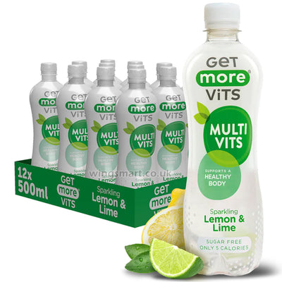 Get More Vits Multivits Sugar Free Sparkling Lemon & Lime Drink 12 x 500ml Bottles