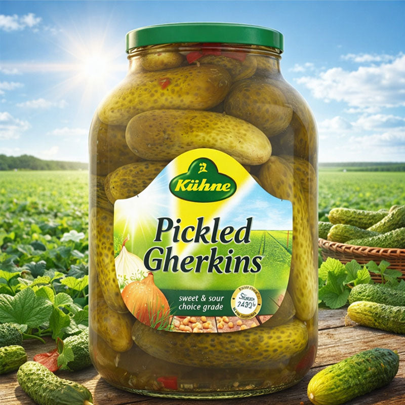 Kühne Pickled Gherkins 2450g Jar Sweet and Sour Choice Grade