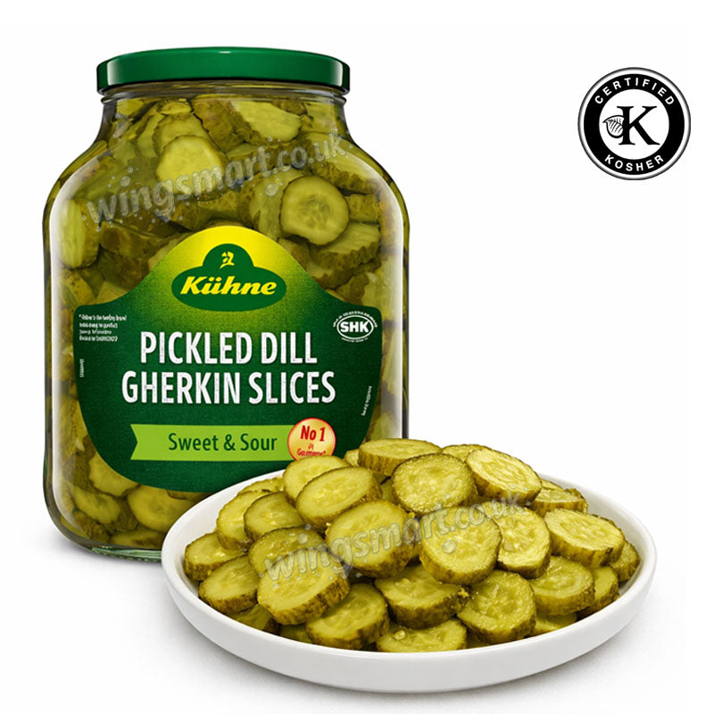 Kühne Sweet & Sour Dill Gherkins Slices Pickled 2450g (2 & 4 Jars)