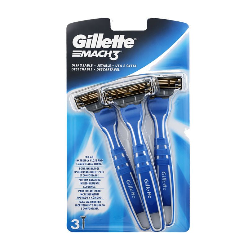 Gillette Mach3 Disposable Razor 3 Pack | 3-Blade Men’s Shaving Razor for Smooth Comfortable Shave