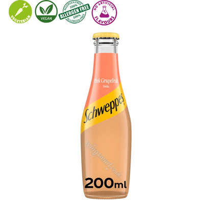 Schweppes Pink Grapefruit Soda 24 x 200ml Glass Bottles Soft Drink