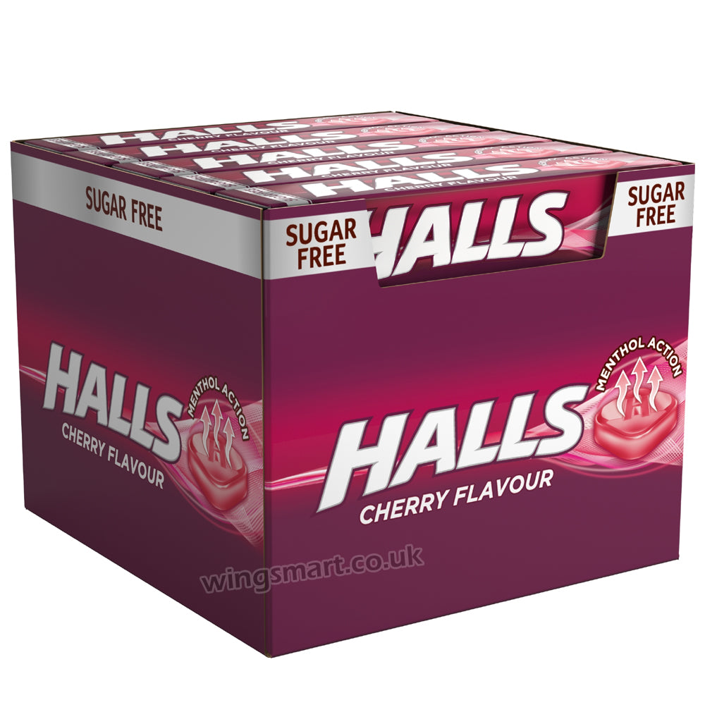 Halls Sugar Free Cherry Menthol Action Sweets 20 x 32g Full box - WingsMart