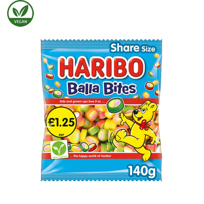 Haribo Balla Bites 140g PMP 12 Pouches Fruit Flavour Gums Sweets