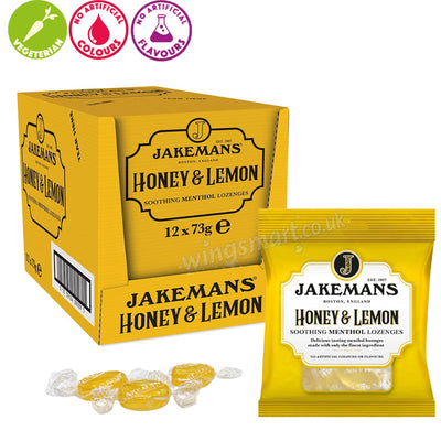 Jakemans Honey & Lemon Soothing Menthol Lozenges 73g (Box of 12 packs)