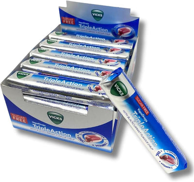 Vicks VapoDrops TripleAction Sugar Free Lozenges – Menthol, Zinc & Vitamin C | 24 x 42g