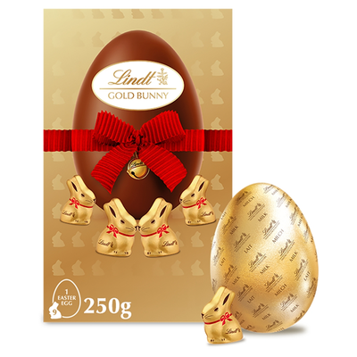 Lindt Gold Bunny Milk Chocolate Egg With Nine Mini Lindt Gold Bunny 250g