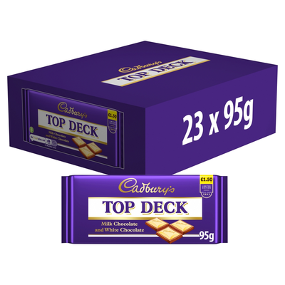 Cadbury's Top Deck Milk & White Chocolate Bar 95g (Box of 23)