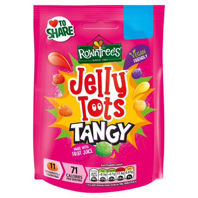 Rowntree's Jelly Tots Tangy Sweets Sharing Bag 140g (Box of 10)